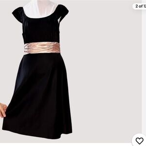 Adrianna Papell Capped Sleeve Satiny Formal Occasion Dress  Blush  Pink Size14